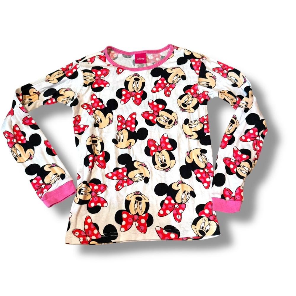 Disney Minnie Mouse Pajama Top Girls Size 10 Long Sleeve Red‎ White